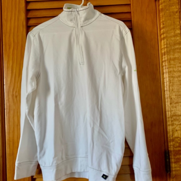 INDIGO PALMS White with lime green lining 1/4 zip front light sweatshirt-MED - Picture 9 of 9